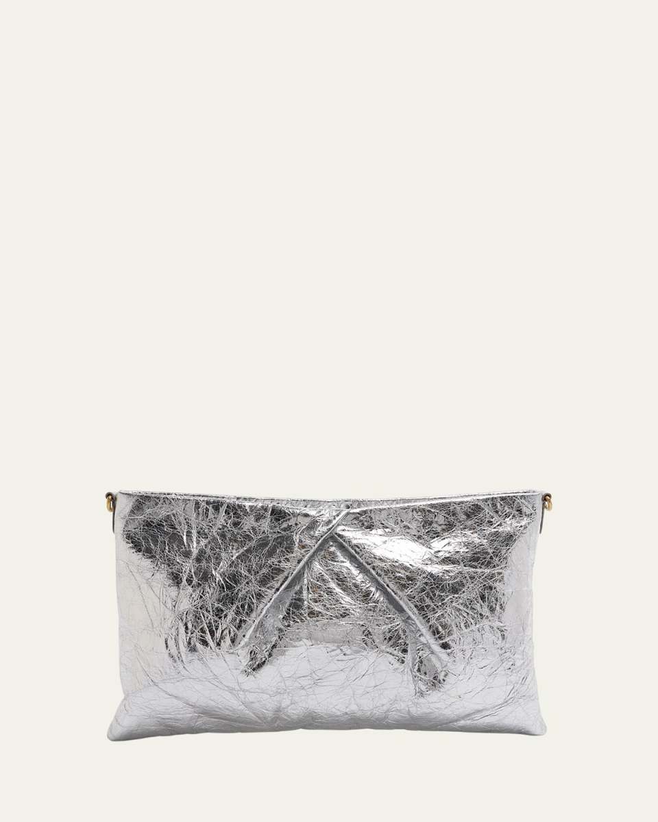 Metallic Leather Pouch Crossbody Bag